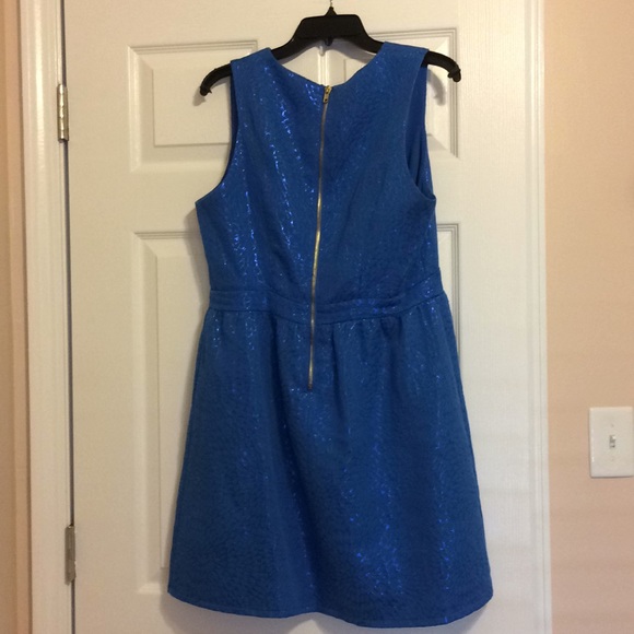 Bright blue shiny party dress , size large - Picture 4 of 5